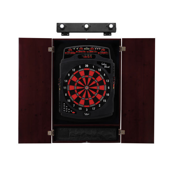 Viper Solar Blast Electronic Dartboard, Metropolitan Mahogany Cabinet & Shadow Buster Dartboard Lights