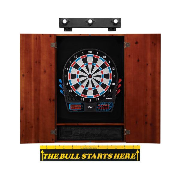 Viper 777 Electronic Dartboard, Metropolitan Cinnamon Cabinet, "The Bull Starts Here" Throw Line Marker & Shadow Buster Dartboard Lights