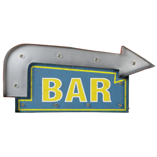 Metal Sign Bar Arrow - Blue/Yellow