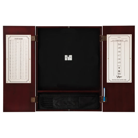 Viper Razorback Sisal Dartboard, Metropolitan Mahogany Cabinet, Shadow Buster Dartboard Lights & Throw Line Light Marker