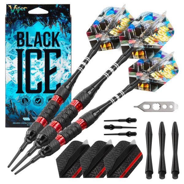 Viper 787 Electronic Dartboard, "The Bull Starts Here" Throw Line, Black Ice Red 18g Soft Tip Darts, Dart Tip Remover & Tufflex II Black Dart Tips