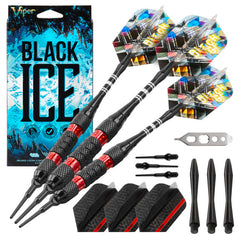 Viper 787 Electronic Dartboard, "The Bull Starts Here" Throw Line, Black Ice Red 18g Soft Tip Darts, Dart Tip Remover & Tufflex II Black Dart Tips