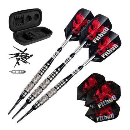 Viper Neptune Electronic Dartboard, "The Bull Starts Here" Throw Line Marker, Pitbull 18g Soft Tip Darts, Dart Tip Remover Tool & Tufflex II Black Dart Tips