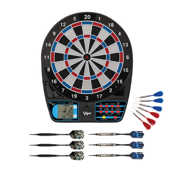 Viper 787 Electronic Dartboard, Black Magic 18g & Silver Thunder 18g Soft Tip Darts